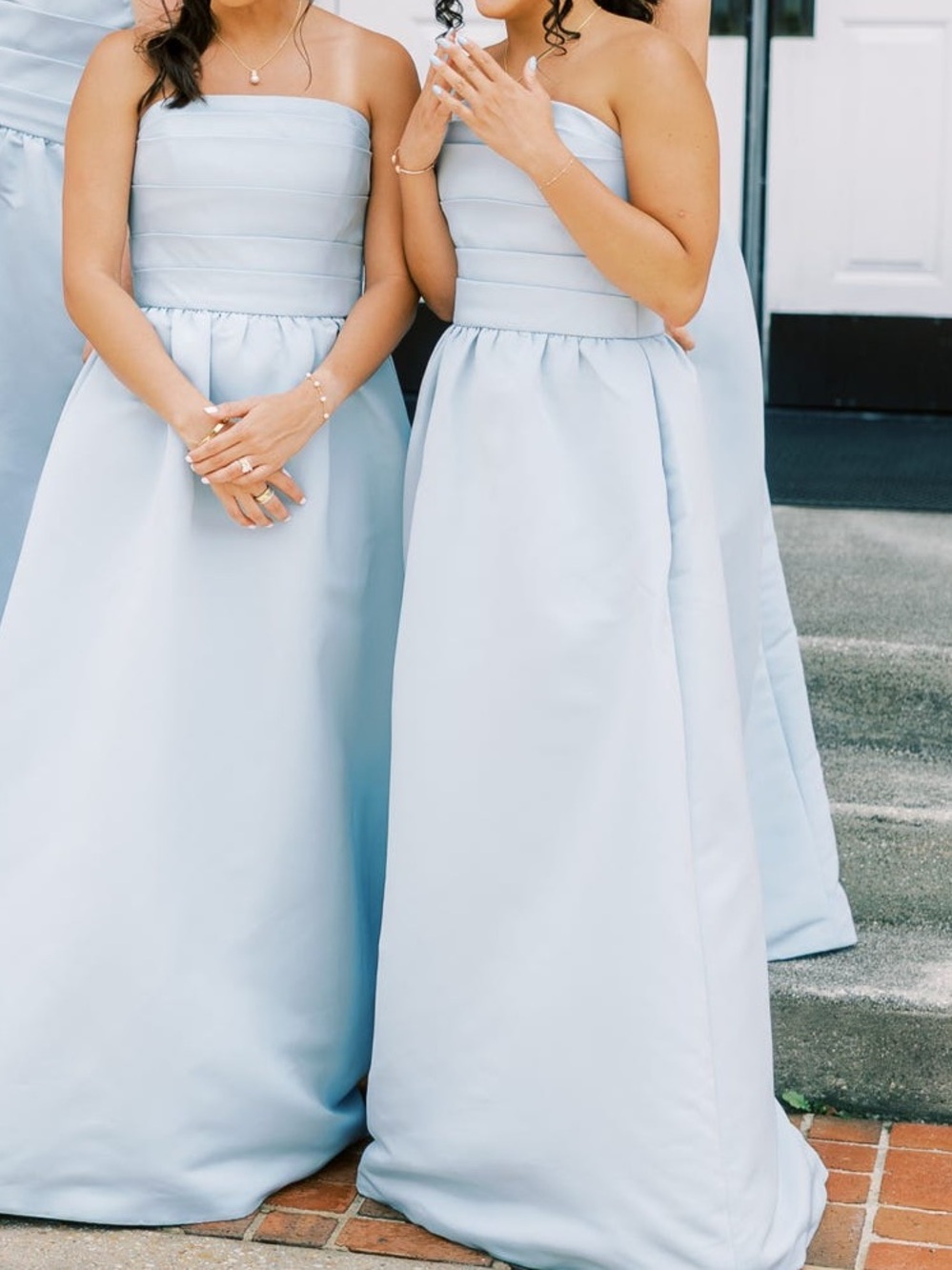 Amsale Strapless Ice Blue Evening Gown